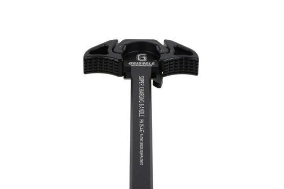 The Geissele super charging handle has a raised lip to reduce gas blowback